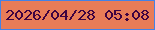 文字の大きさ：5、枠の色：4382e6、背景の色：e87c58、文字の色：3f0341 無料ブログパーツのブログ時計