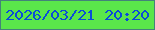 文字の大きさ：3、枠の色：438379、背景の色：5ae64a、文字の色：0a4cd9 無料ブログパーツのブログ時計