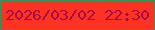 文字の大きさ：3、枠の色：438c54、背景の色：fc3322、文字の色：a70a47 無料ブログパーツのブログ時計