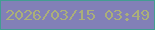 文字の大きさ：3、枠の色：439d92、背景の色：8280b7、文字の色：abaf79 無料ブログパーツのブログ時計