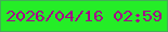 文字の大きさ：4、枠の色：43ae55、背景の色：25ed27、文字の色：a40488 無料ブログパーツのブログ時計