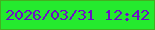 文字の大きさ：5、枠の色：43af20、背景の色：25ea2e、文字の色：6c0fc5 無料ブログパーツのブログ時計
