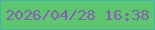 文字の大きさ：1、枠の色：43b6a9、背景の色：5dc76f、文字の色：875db6 無料ブログパーツのブログ時計
