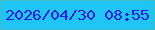 文字の大きさ：4、枠の色：43bbc2、背景の色：1fc6f5、文字の色：2b1fdd 無料ブログパーツのブログ時計