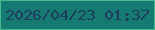文字の大きさ：1、枠の色：43bd8e、背景の色：157a72、文字の色：1e3d5e 無料ブログパーツのブログ時計
