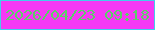 文字の大きさ：1、枠の色：43ceea、背景の色：f639f5、文字の色：5bd068 無料ブログパーツのブログ時計
