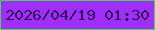 文字の大きさ：2、枠の色：43d651、背景の色：a02efd、文字の色：351061 無料ブログパーツのブログ時計
