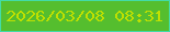 文字の大きさ：2、枠の色：43dba6、背景の色：55be2e、文字の色：bfe001 無料ブログパーツのブログ時計