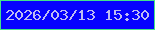 文字の大きさ：4、枠の色：43e388、背景の色：0602fe、文字の色：bebcf2 無料ブログパーツのブログ時計