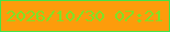 文字の大きさ：5、枠の色：43e449、背景の色：fd9c0b、文字の色：7fe225 無料ブログパーツのブログ時計