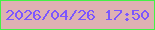 文字の大きさ：1、枠の色：43f146、背景の色：deb1b3、文字の色：7c56fe 無料ブログパーツのブログ時計