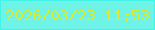 文字の大きさ：5、枠の色：43f3e8、背景の色：6ff3e7、文字の色：d9eb2e 無料ブログパーツのブログ時計