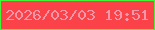 文字の大きさ：4、枠の色：43f639、背景の色：fb4248、文字の色：f396a7 無料ブログパーツのブログ時計