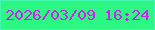 文字の大きさ：1、枠の色：43f6b0、背景の色：2bf782、文字の色：cc21ef 無料ブログパーツのブログ時計
