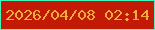 文字の大きさ：4、枠の色：43f6bc、背景の色：c21a05、文字の色：f4ad3b 無料ブログパーツのブログ時計