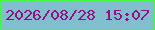 文字の大きさ：1、枠の色：43f83f、背景の色：80bed0、文字の色：901181 無料ブログパーツのブログ時計