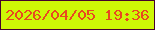 文字の大きさ：1、枠の色：44012d、背景の色：cdf706、文字の色：e94820 無料ブログパーツのブログ時計