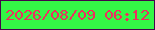 文字の大きさ：4、枠の色：44054a、背景の色：34f746、文字の色：ee2f5f 無料ブログパーツのブログ時計