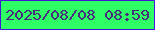 文字の大きさ：1、枠の色：4414d7、背景の色：2eff64、文字の色：492c7e 無料ブログパーツのブログ時計