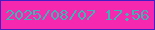 文字の大きさ：1、枠の色：441dc3、背景の色：f628af、文字の色：3eb3b4 無料ブログパーツのブログ時計