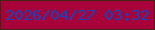 文字の大きさ：3、枠の色：442513、背景の色：a8023a、文字の色：1443bb 無料ブログパーツのブログ時計