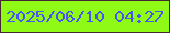 文字の大きさ：5、枠の色：442631、背景の色：8ffa15、文字の色：4955f0 無料ブログパーツのブログ時計
