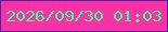文字の大きさ：3、枠の色：4426a9、背景の色：fd31a4、文字の色：39fd9f 無料ブログパーツのブログ時計