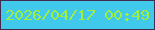 文字の大きさ：5、枠の色：442a4e、背景の色：41c9ec、文字の色：9fef41 無料ブログパーツのブログ時計
