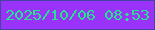 文字の大きさ：3、枠の色：4444a5、背景の色：9a33fa、文字の色：24e58e 無料ブログパーツのブログ時計