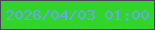 文字の大きさ：1、枠の色：444752、背景の色：31d529、文字の色：63a9eb 無料ブログパーツのブログ時計