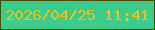 文字の大きさ：4、枠の色：444d04、背景の色：3bcc8d、文字の色：ddc51d 無料ブログパーツのブログ時計