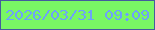 文字の大きさ：2、枠の色：445c9d、背景の色：79f764、文字の色：6da1fb 無料ブログパーツのブログ時計
