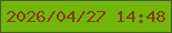 文字の大きさ：3、枠の色：44611e、背景の色：72b60c、文字の色：853c10 無料ブログパーツのブログ時計