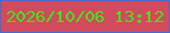 文字の大きさ：2、枠の色：446cd1、背景の色：d44a5d、文字の色：41e61d 無料ブログパーツのブログ時計