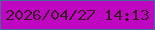 文字の大きさ：2、枠の色：446d98、背景の色：bf06c0、文字の色：3d152a 無料ブログパーツのブログ時計