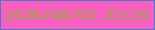 文字の大きさ：4、枠の色：447ccf、背景の色：fb5fc1、文字の色：9ba53f 無料ブログパーツのブログ時計