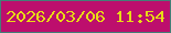 文字の大きさ：1、枠の色：447e77、背景の色：bd0e6d、文字の色：e7db16 無料ブログパーツのブログ時計