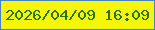 文字の大きさ：1、枠の色：4483bf、背景の色：f6f60b、文字の色：26750e 無料ブログパーツのブログ時計