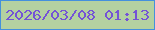 文字の大きさ：1、枠の色：4490dd、背景の色：b4d1a1、文字の色：7453d6 無料ブログパーツのブログ時計