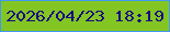 文字の大きさ：1、枠の色：4498f3、背景の色：83c624、文字の色：19087f 無料ブログパーツのブログ時計