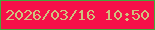 文字の大きさ：1、枠の色：44a93c、背景の色：f61049、文字の色：cfc17e 無料ブログパーツのブログ時計