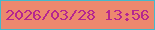 文字の大きさ：4、枠の色：44b9ca、背景の色：ec886e、文字の色：b6268f 無料ブログパーツのブログ時計