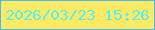 文字の大きさ：5、枠の色：44bbfb、背景の色：ffea61、文字の色：4ef0fa 無料ブログパーツのブログ時計