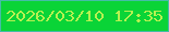 文字の大きさ：3、枠の色：44bca6、背景の色：0ad437、文字の色：b6f151 無料ブログパーツのブログ時計