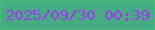 文字の大きさ：4、枠の色：44bf74、背景の色：47ab86、文字の色：a036ef 無料ブログパーツのブログ時計