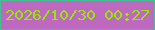文字の大きさ：3、枠の色：44bf91、背景の色：bd69c0、文字の色：9ae608 無料ブログパーツのブログ時計