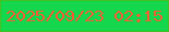文字の大きさ：4、枠の色：44c123、背景の色：14d74d、文字の色：f75b31 無料ブログパーツのブログ時計
