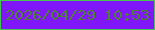 文字の大きさ：4、枠の色：44c651、背景の色：8017f8、文字の色：4e8135 無料ブログパーツのブログ時計
