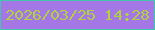 文字の大きさ：3、枠の色：44c6ac、背景の色：a576e5、文字の色：aed33e 無料ブログパーツのブログ時計