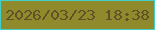 文字の大きさ：1、枠の色：44cec8、背景の色：8f8b2c、文字の色：605226 無料ブログパーツのブログ時計